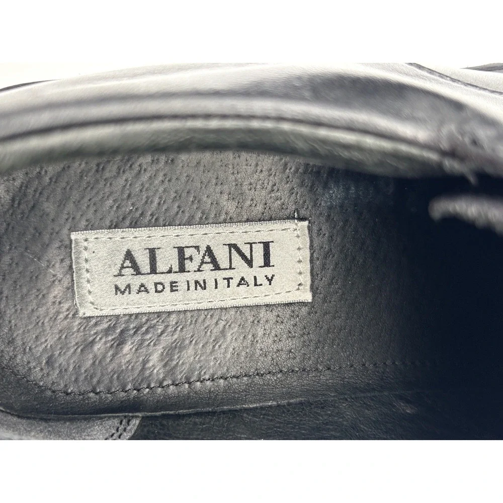Alfani Men's Black Leather Derby Dress Shoes Size 9M Made in Italy Split Toe